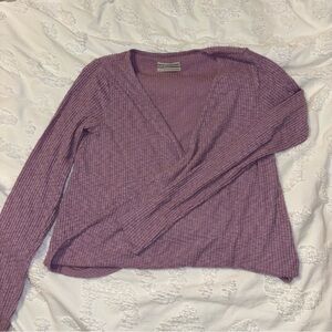 Urban Outfitters Ribbed Wrap-Front V-Neck Sweater